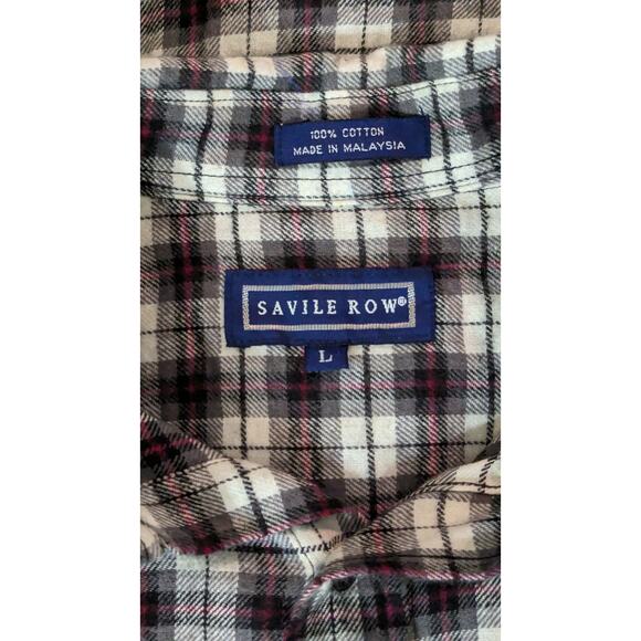 New without Tags Mens SAVILE ROW Soft Flannel Plaid Shirt 100% Cotton Sz LARGE - Picture 3 of 3